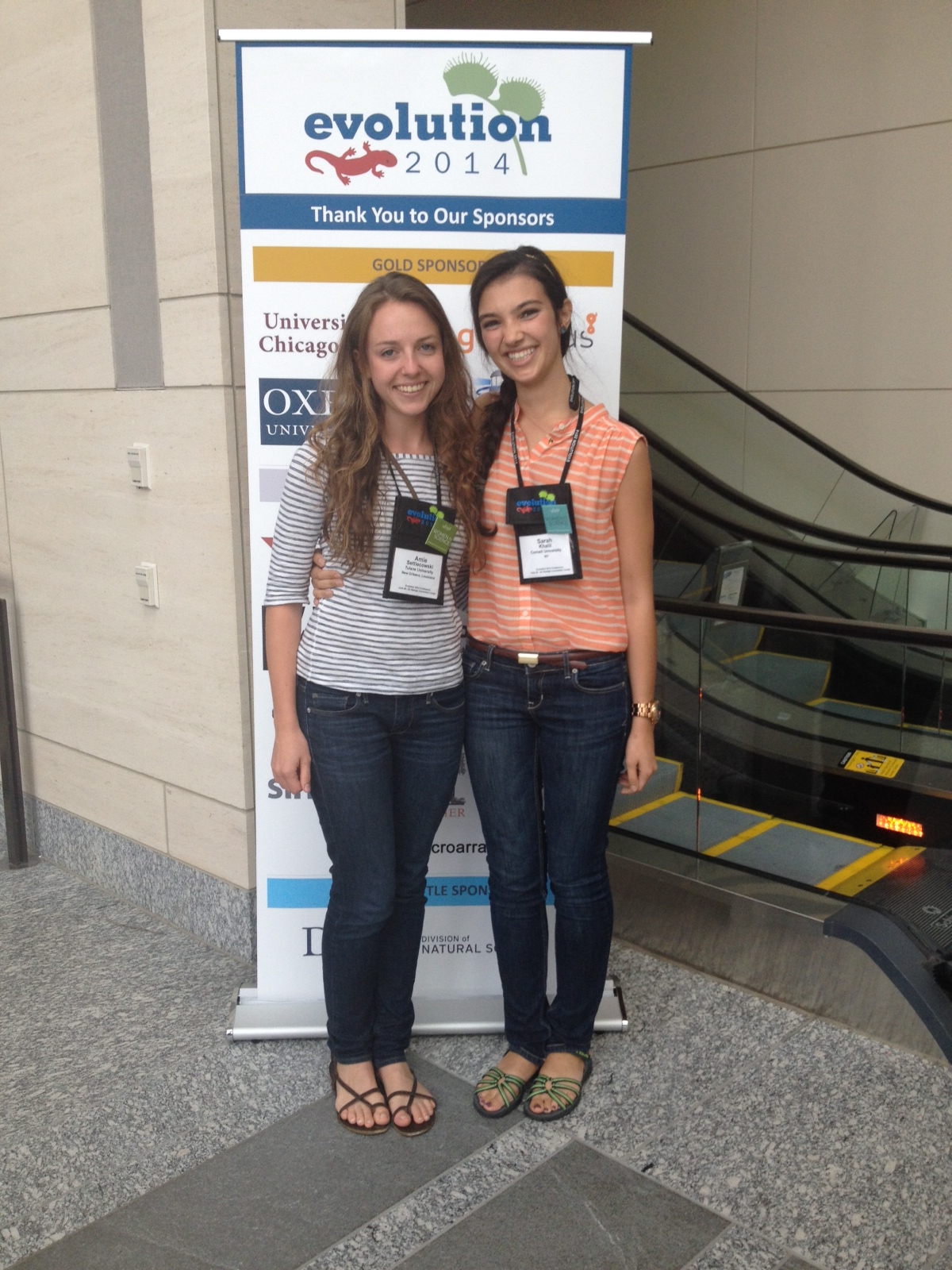 My friend Sarah Khalil, another undergraduate, were both really excited to be at Evolution! We were also excited to be reunited after studying abroad together last semester.
