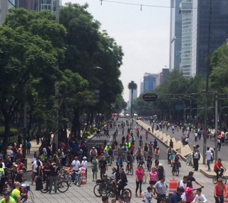 Thousands of cyclists, joggers, and families fill Paseo de la Reforma on Sunday