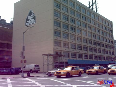 This building is the 41st Street location for the Covenant House. It holds offices and houses over 300 homeless children from NYC
